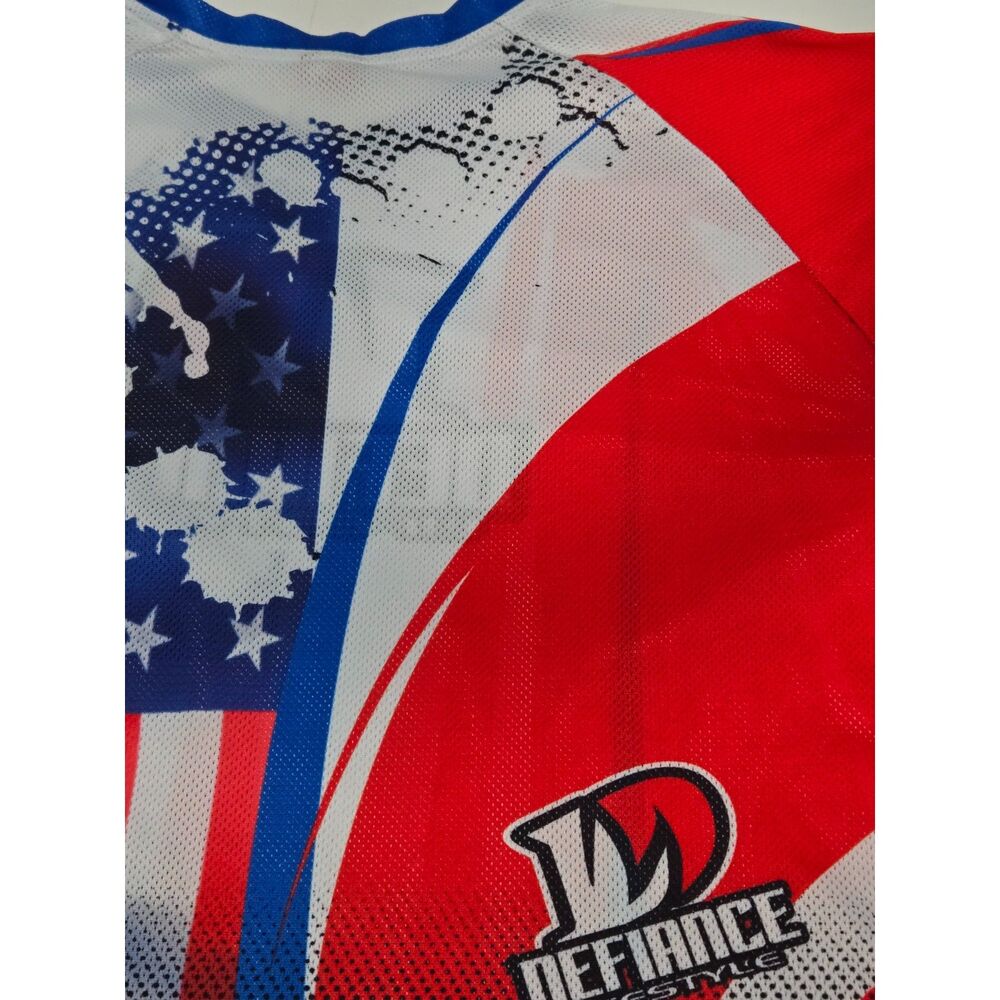 Defiance Lifestyle USA Flag MX Motocross Jersey | Men's Size XL | Red White Blue - Picture 11 of 12